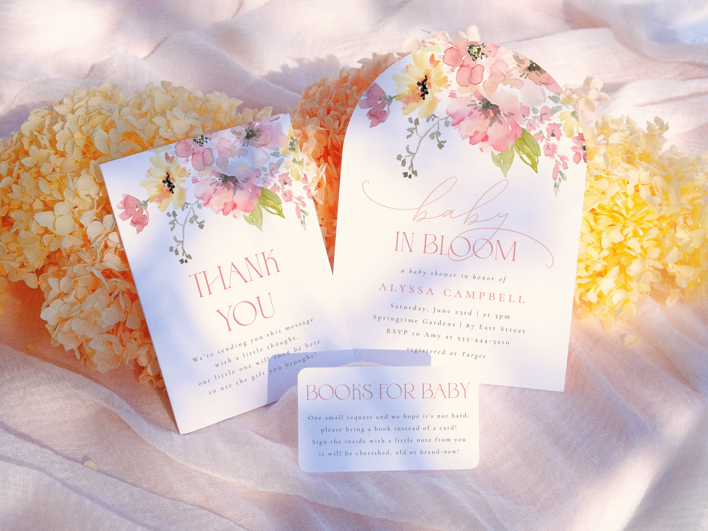 Baby in Bloom Floral Girl Baby Shower Invitation Bundle