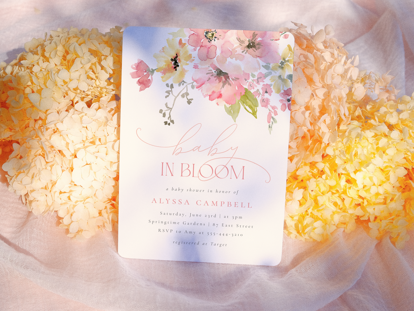Baby in Bloom Floral Girl Baby Shower Invitation Bundle