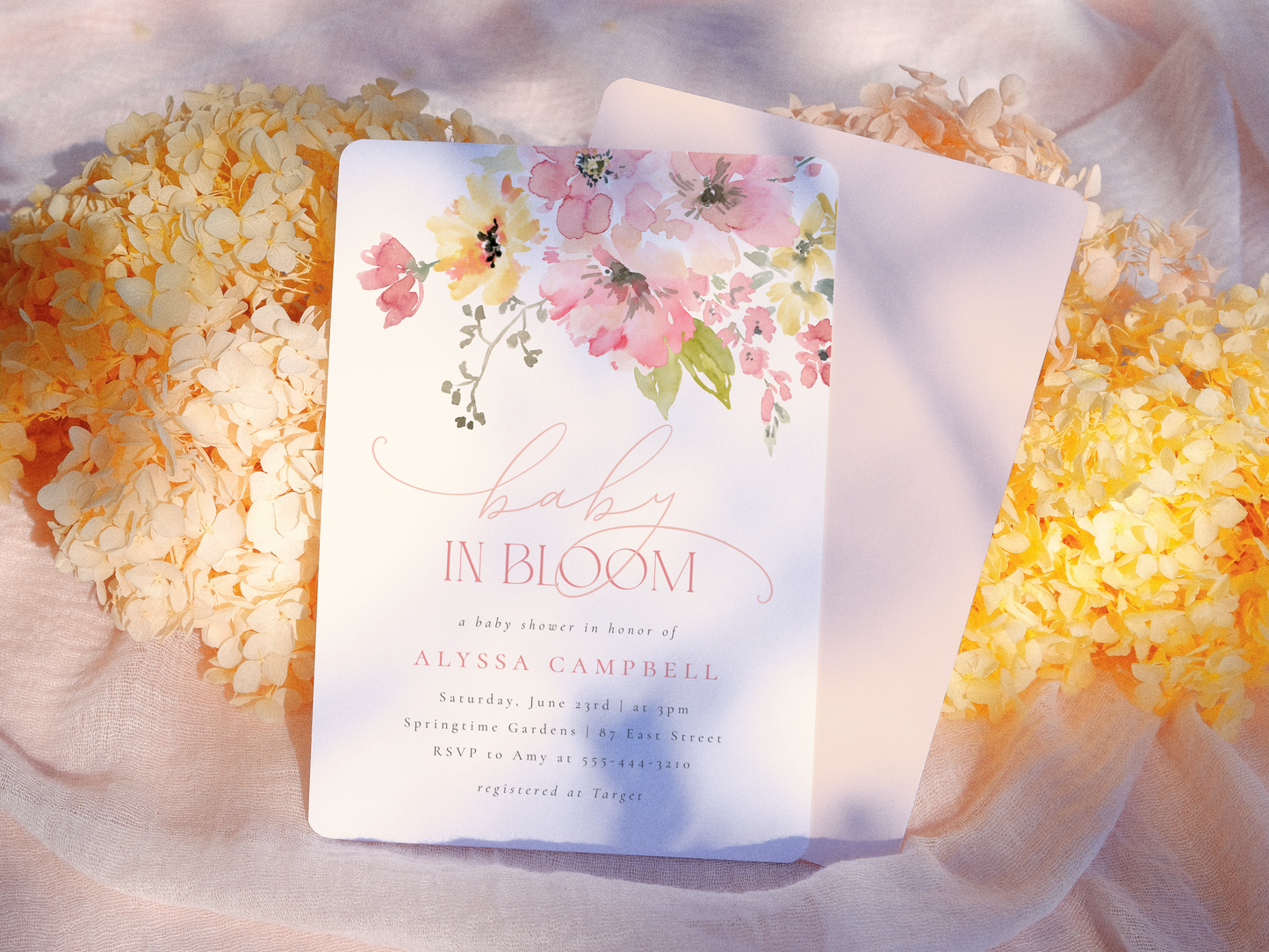 Baby in Bloom Floral Girl Baby Shower Invitation Bundle