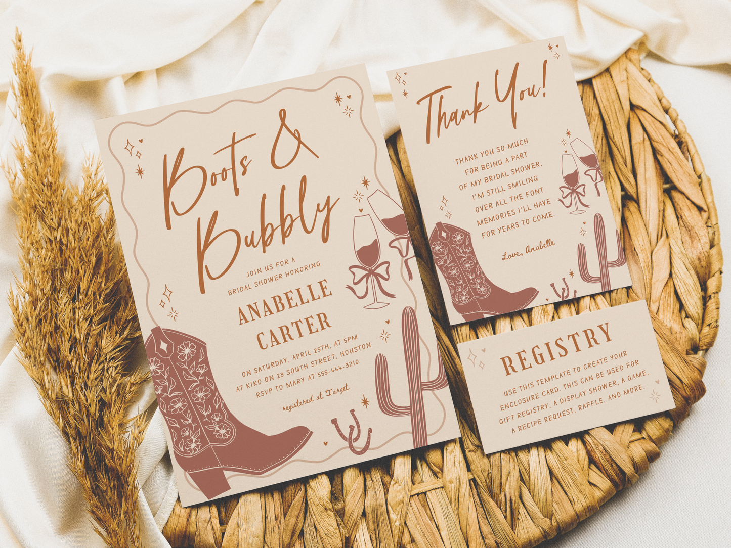 Boots and Bubbly Bridal Shower Invitation Bundle