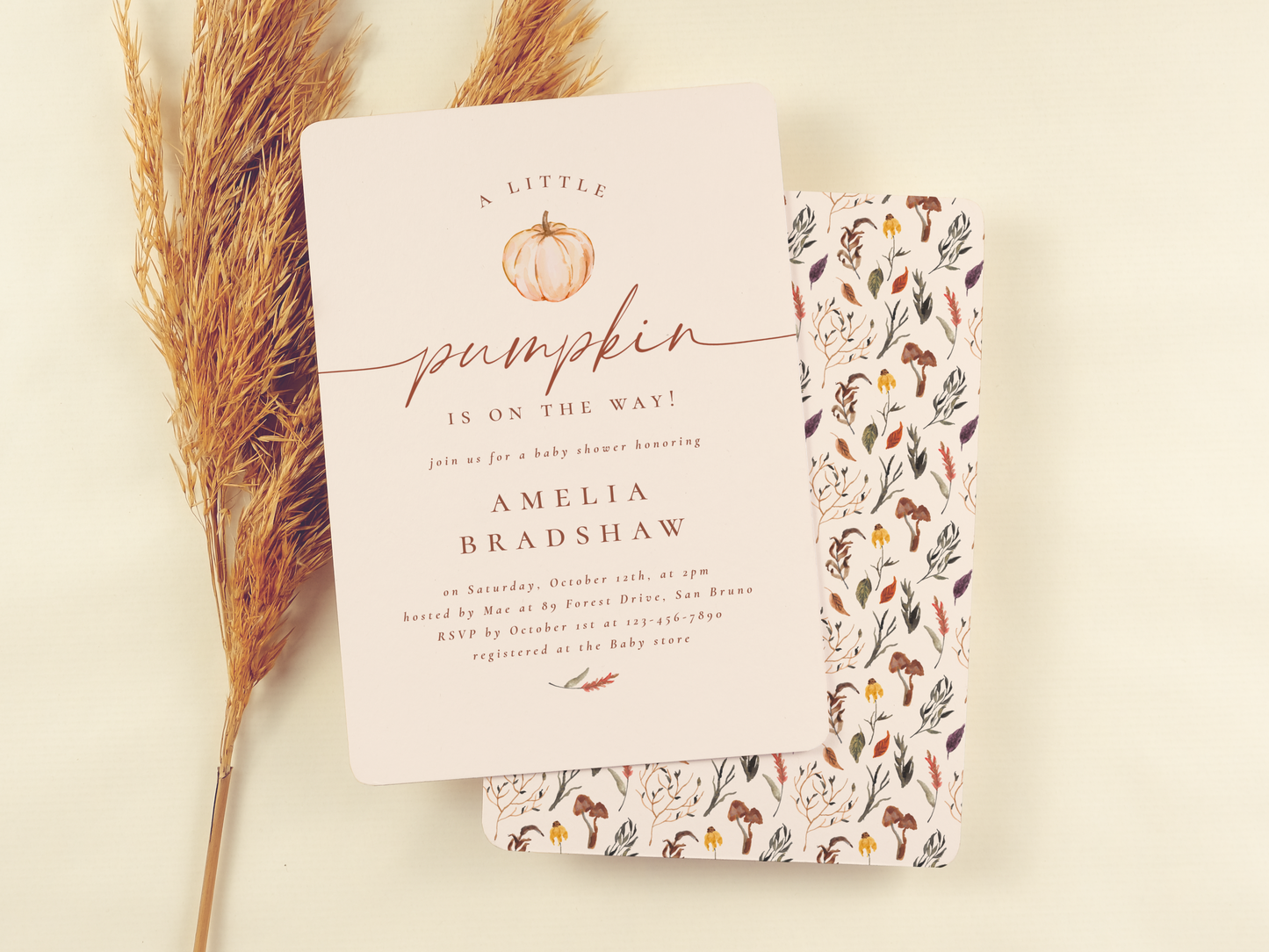 A Little Pumpkin Floral Baby Shower Invitation Bundle