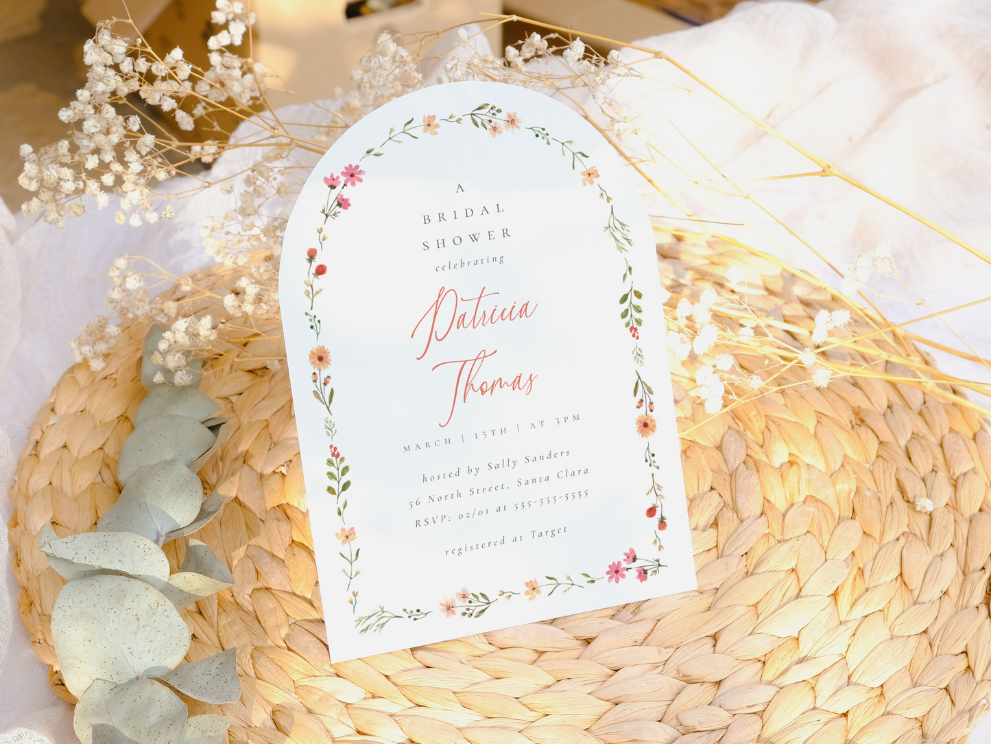 Delicate Boho Wildflower Arch Bridal Shower Bundle