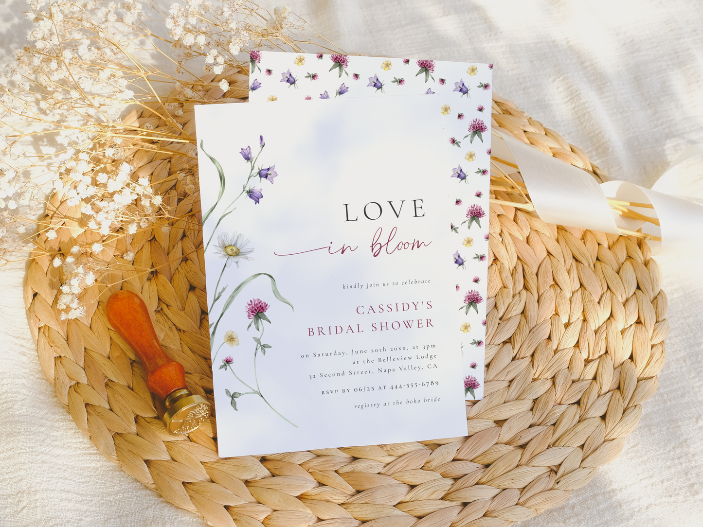 Love in Bloom Wildflower Bridal Shower Invitation Bundle