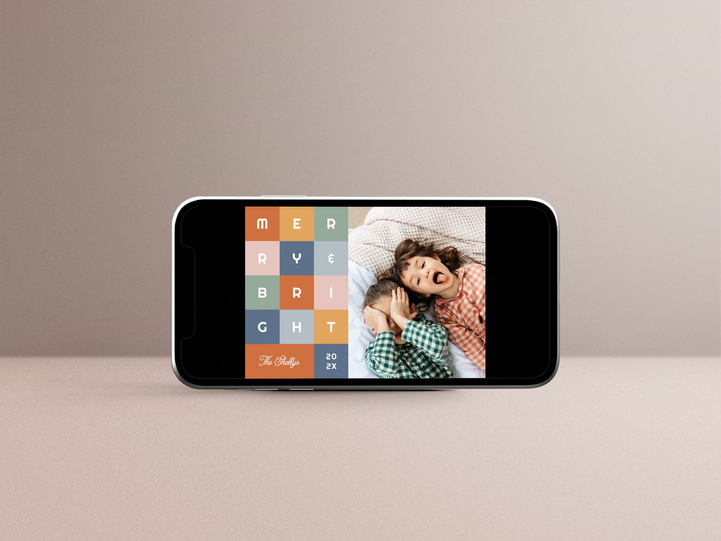 Merry & Bright Modern Colorful Christmas Photo Card