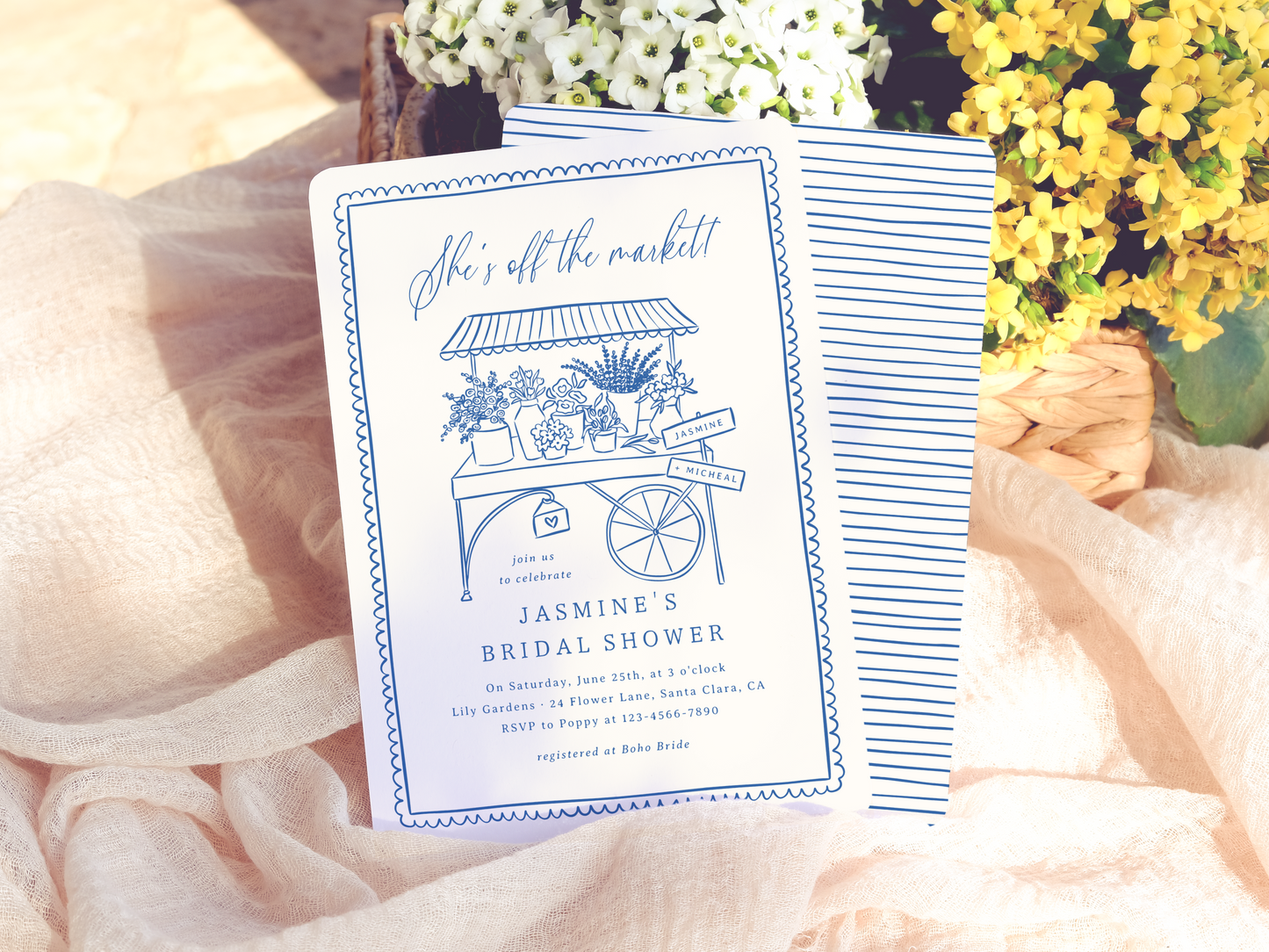 Whimsical Flower Market Bridal Shower Invitation Bundle