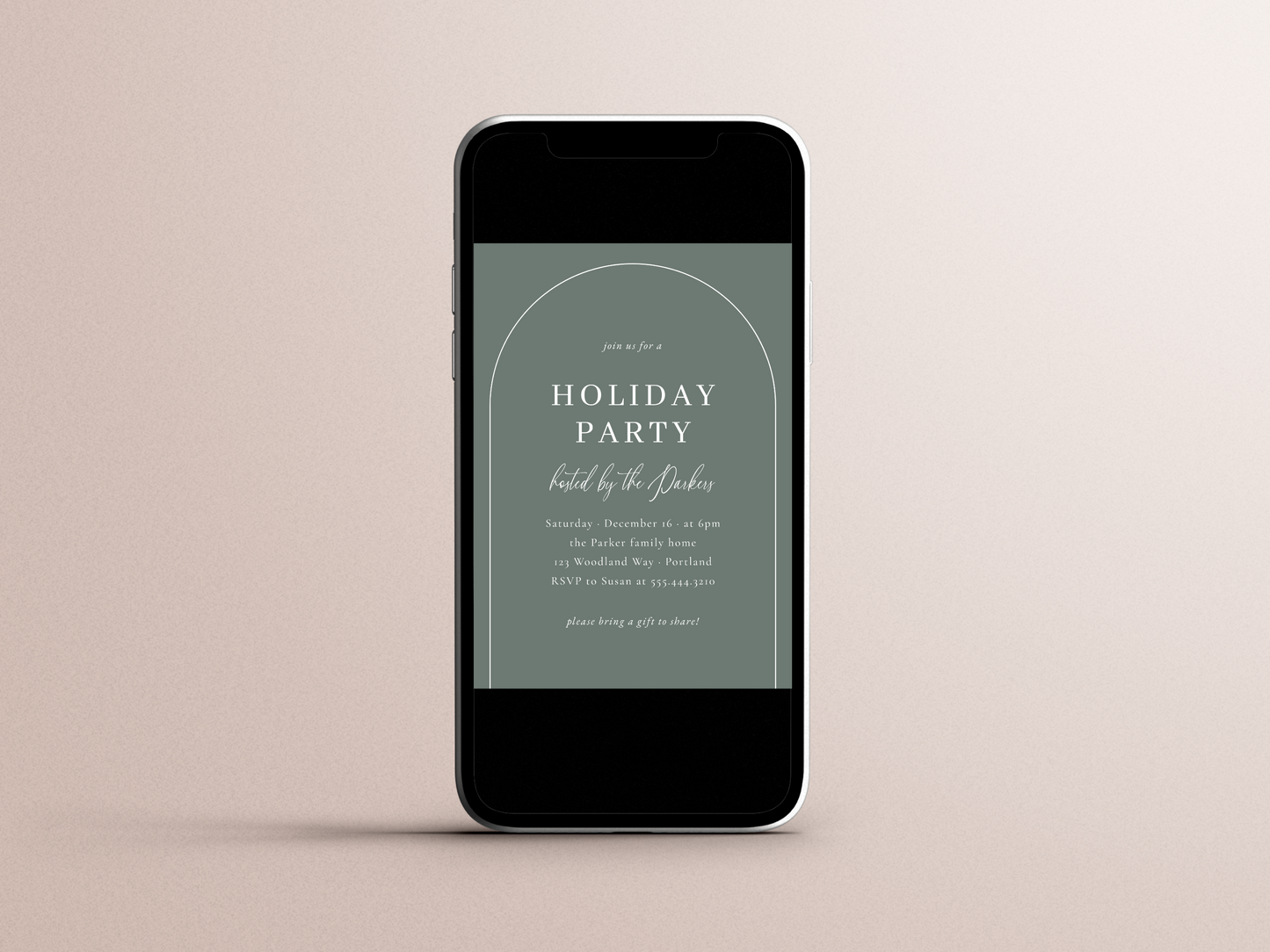 Boho Modern Arch Christmas Holiday Party Invitation