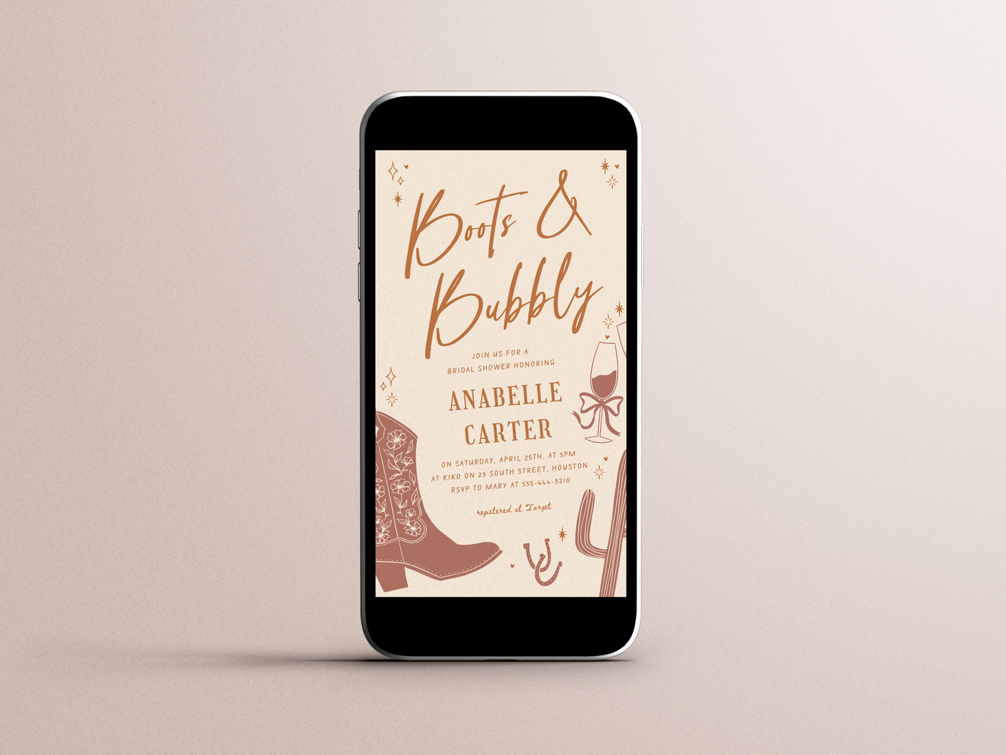 Boots and Bubbly Bridal Shower Invitation Bundle