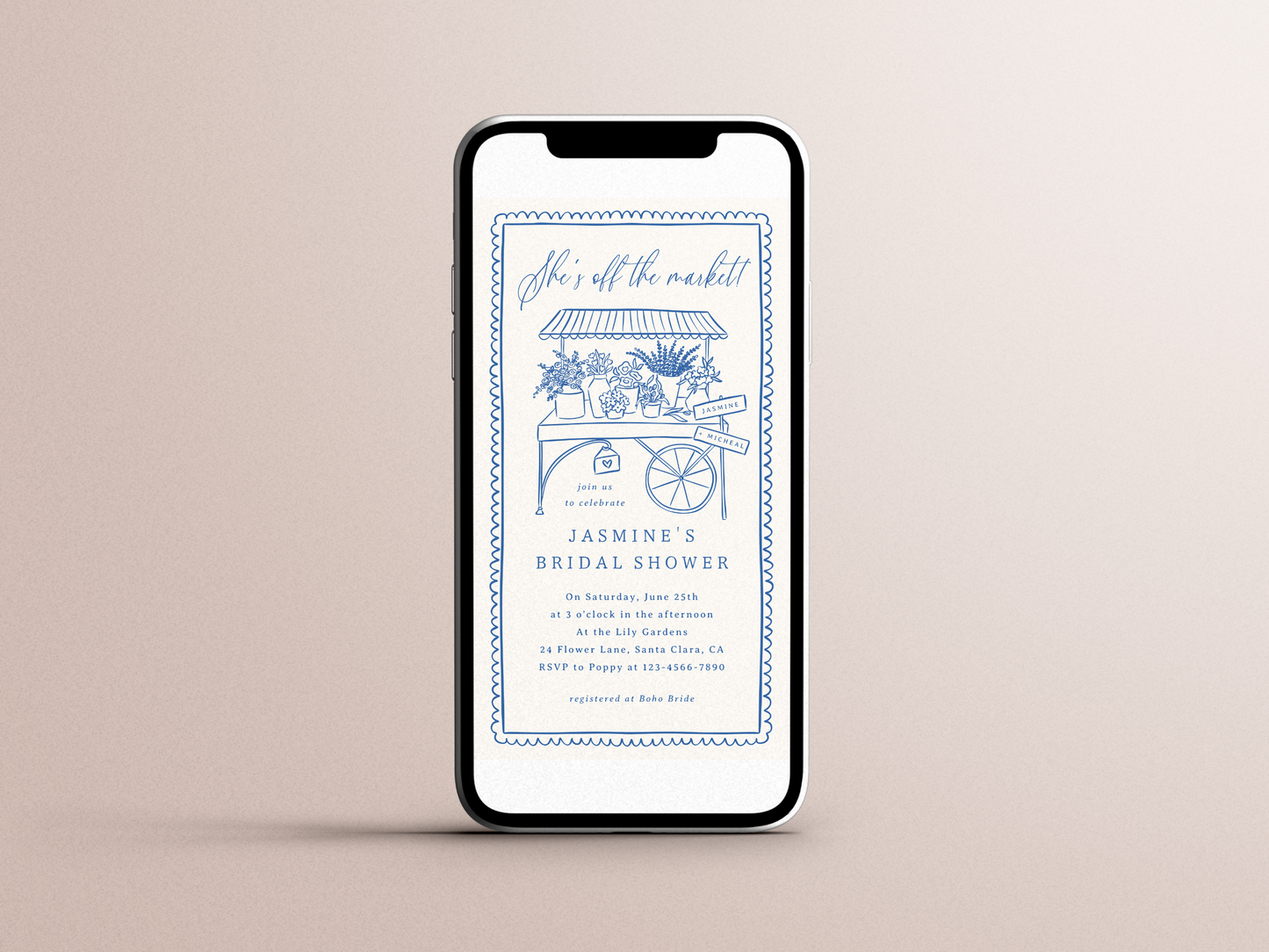 Whimsical Flower Market Bridal Shower Invitation
