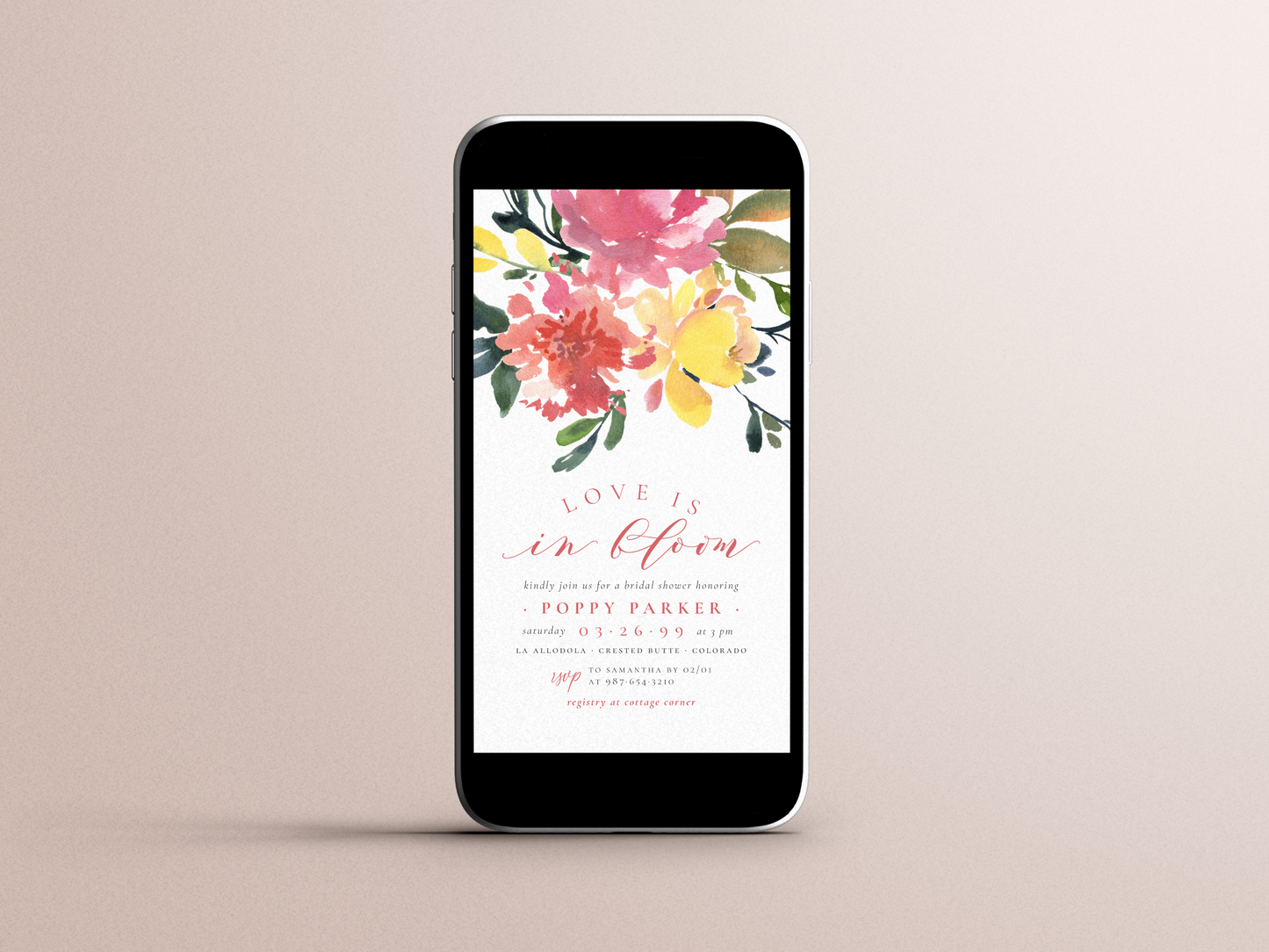 Love Is In Bloom Spring Flowers Bridal Shower Invitation