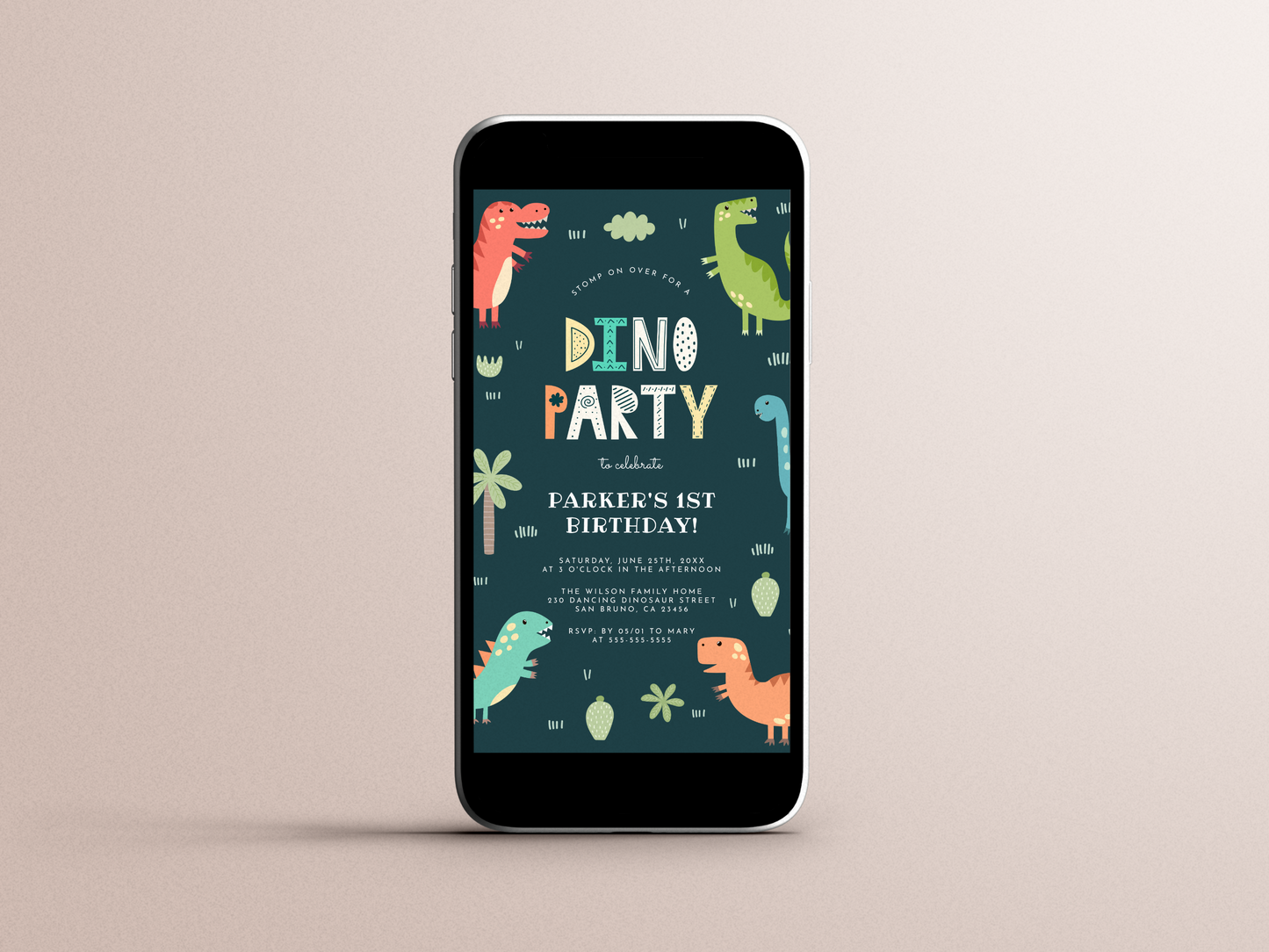 Dino Boy Birthday Party Invitation