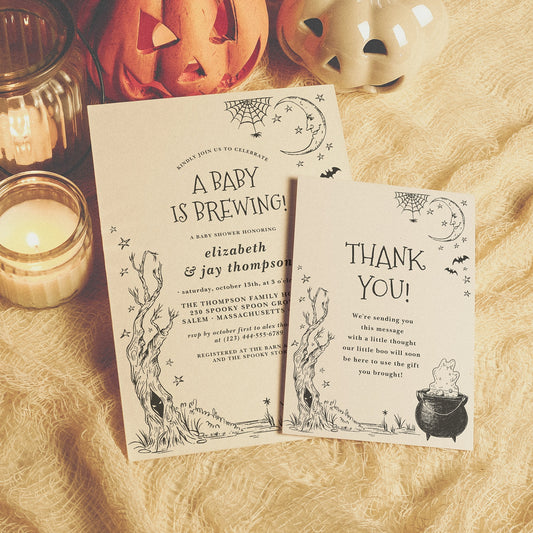 🎃 Spooky & Sweet Halloween Baby Shower Invitations