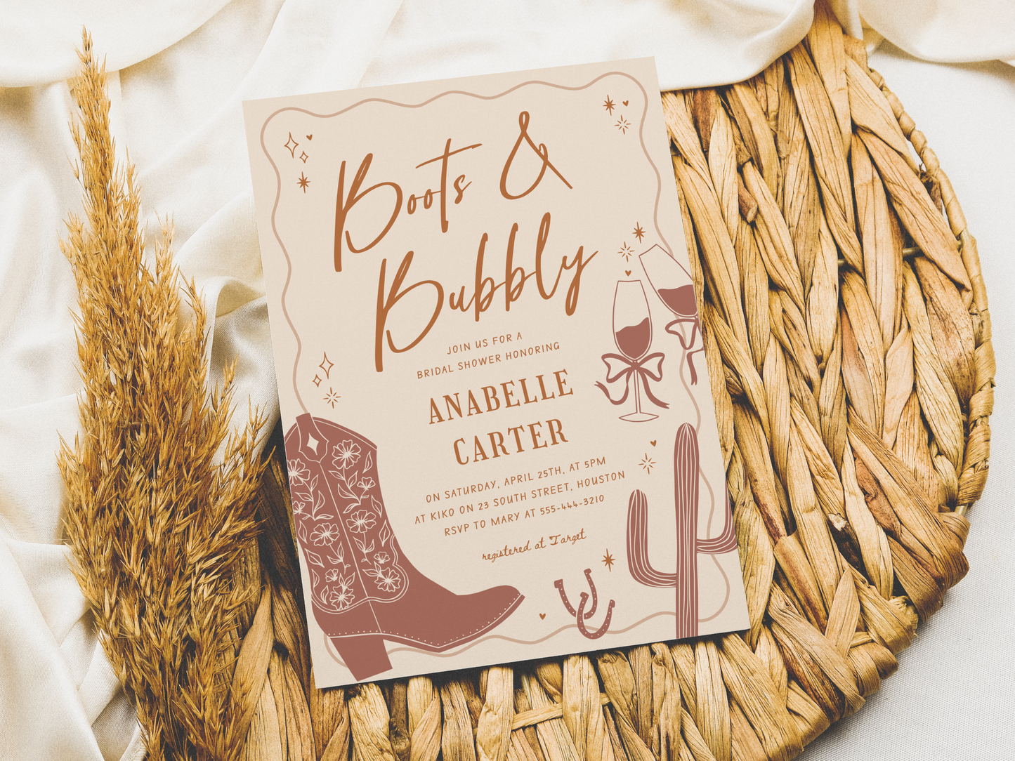 Boots and Bubbly Bridal Shower Invitation Bundle