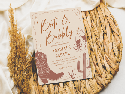 Boots and Bubbly Bridal Shower Invitation Bundle