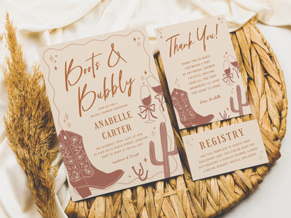 Boots and Bubbly Bridal Shower Invitation Bundle