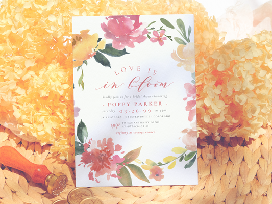 Love Is In Bloom Spring Flowers Bridal Shower Invitation