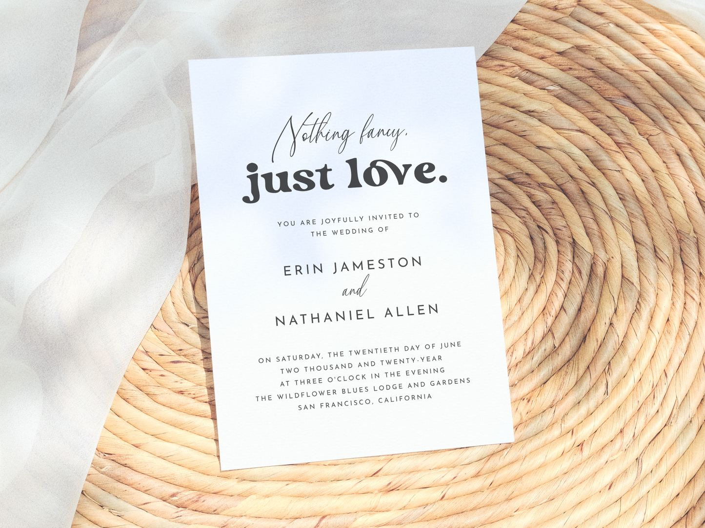 Nothing Fancy Just Love Retro Wedding Invitation
