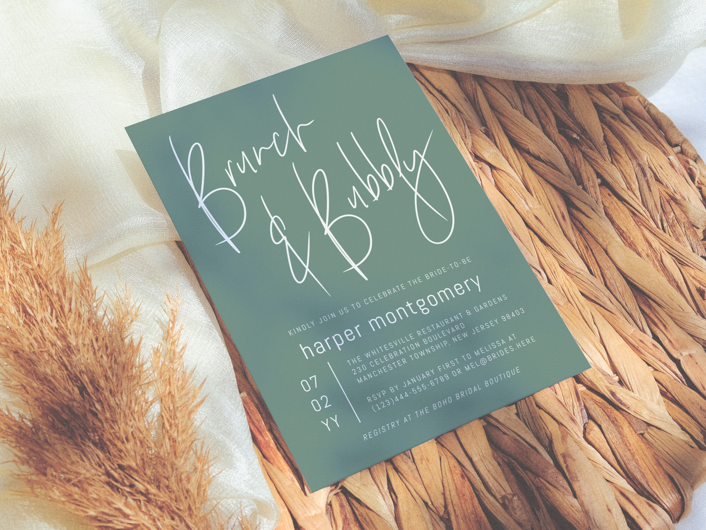 Boho Desert Colors Brunch & Bubbly Bridal Shower Invitation