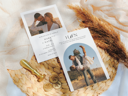 Minimalist Initials Boho Arch Wedding Invitation
