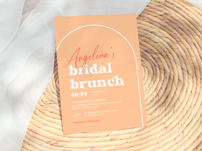 Boho Arch Retro Bridal Brunch Invitation