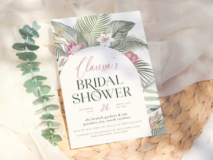 Tropical Floral Arch Bridal Shower Invitation