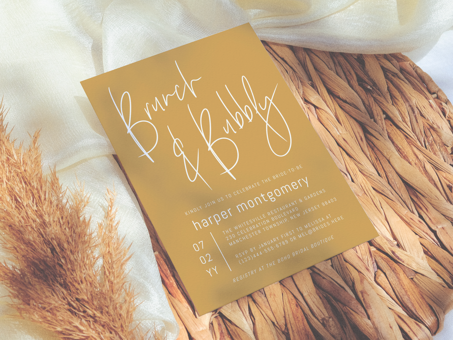 Boho Desert Colors Brunch & Bubbly Bridal Shower Invitation Bundle