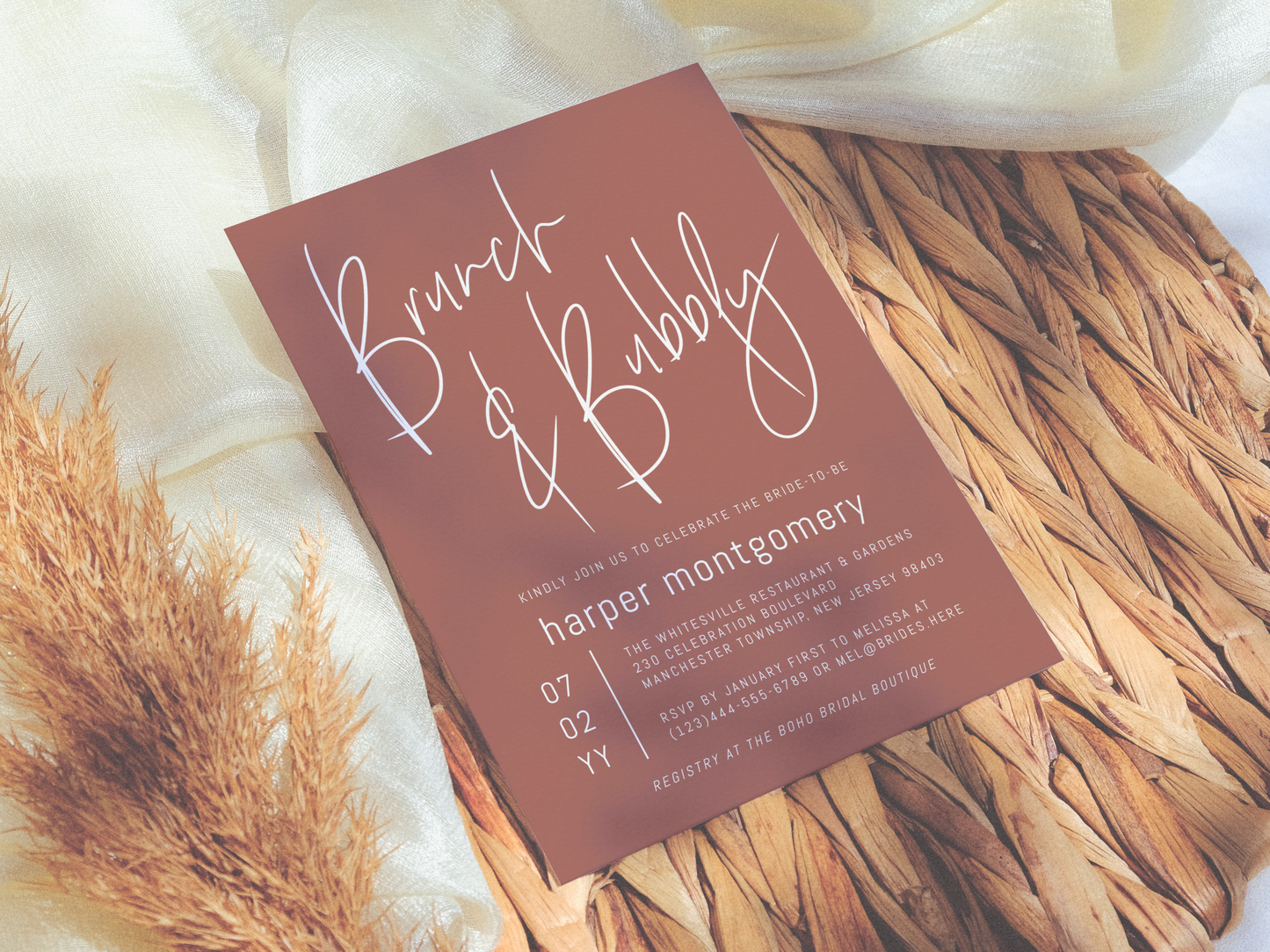 Boho Desert Colors Brunch & Bubbly Bridal Shower Invitation