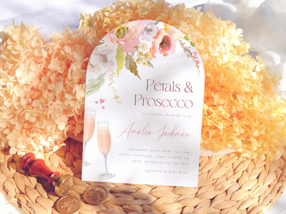 Petals & Prosecco Floral Bridal Shower Invitation