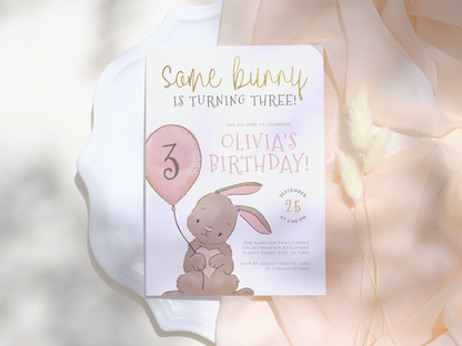 Some Bunny Spring Birthday Party Invitation