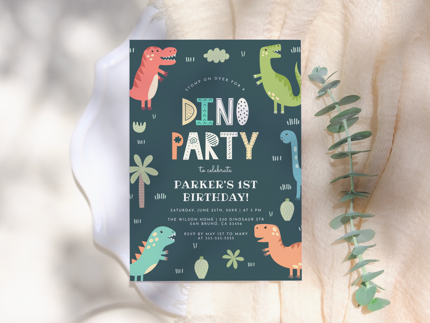 Dino Boy Birthday Party Invitation