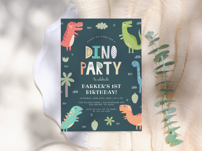 Dino Boy Birthday Party Invitation