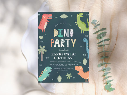 Dino Boy Birthday Party Invitation