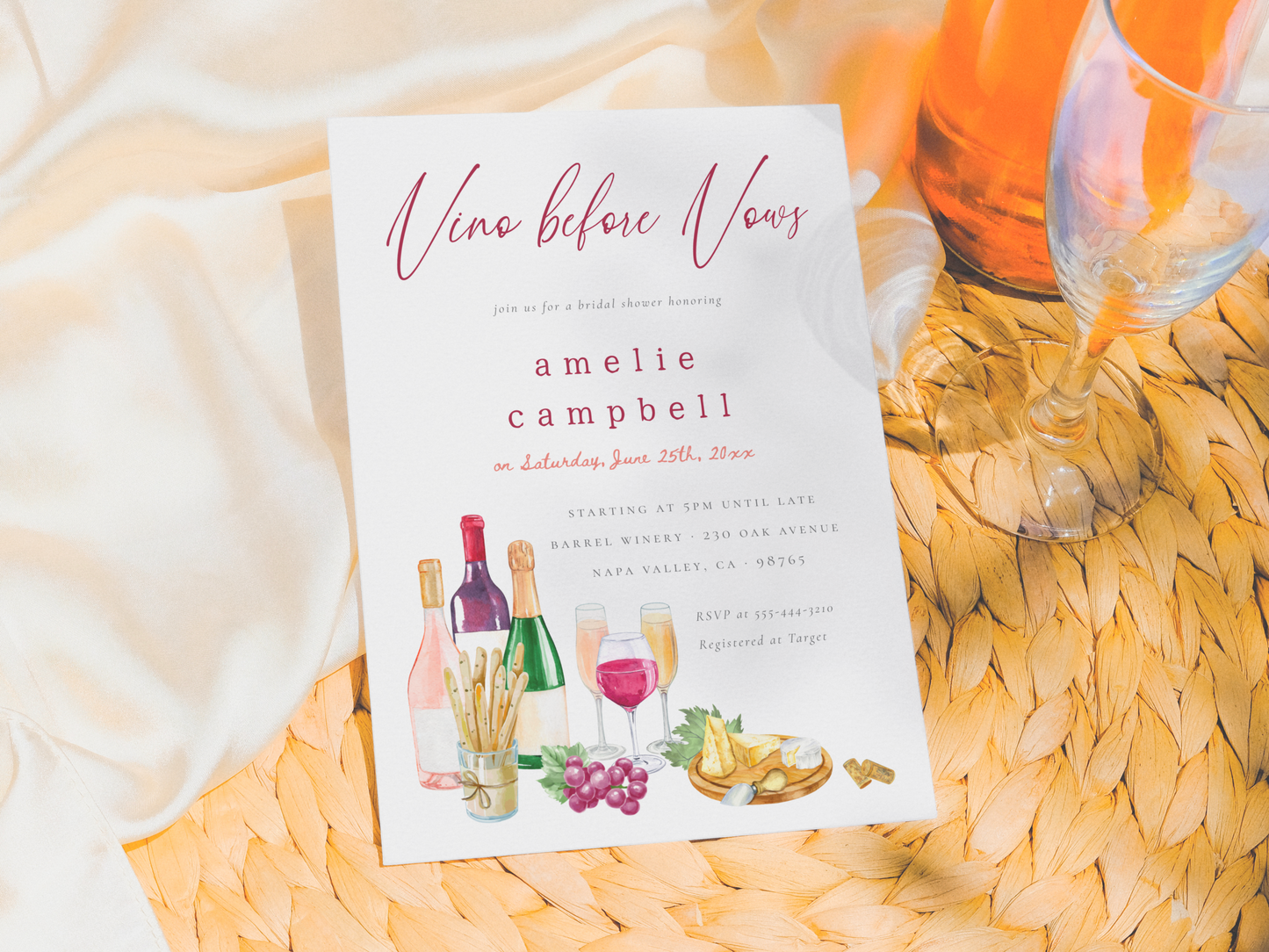 Vino Before Vows Wine Bridal Shower Invitation Bundle