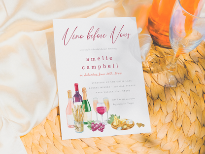 Vino Before Vows Wine Bridal Shower Invitation Bundle
