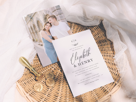 Minimalist Monogram Elegant Formal Photo Wedding Invitation