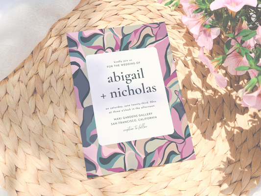 Maximalist Bold Colorful Floral Wedding Invitation