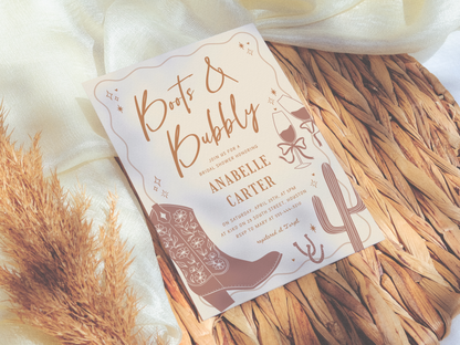 Boots and Bubbly Bridal Shower Invitation Bundle
