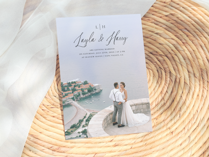 Elegant Monogram All-In-One QR Code Wedding Invitation
