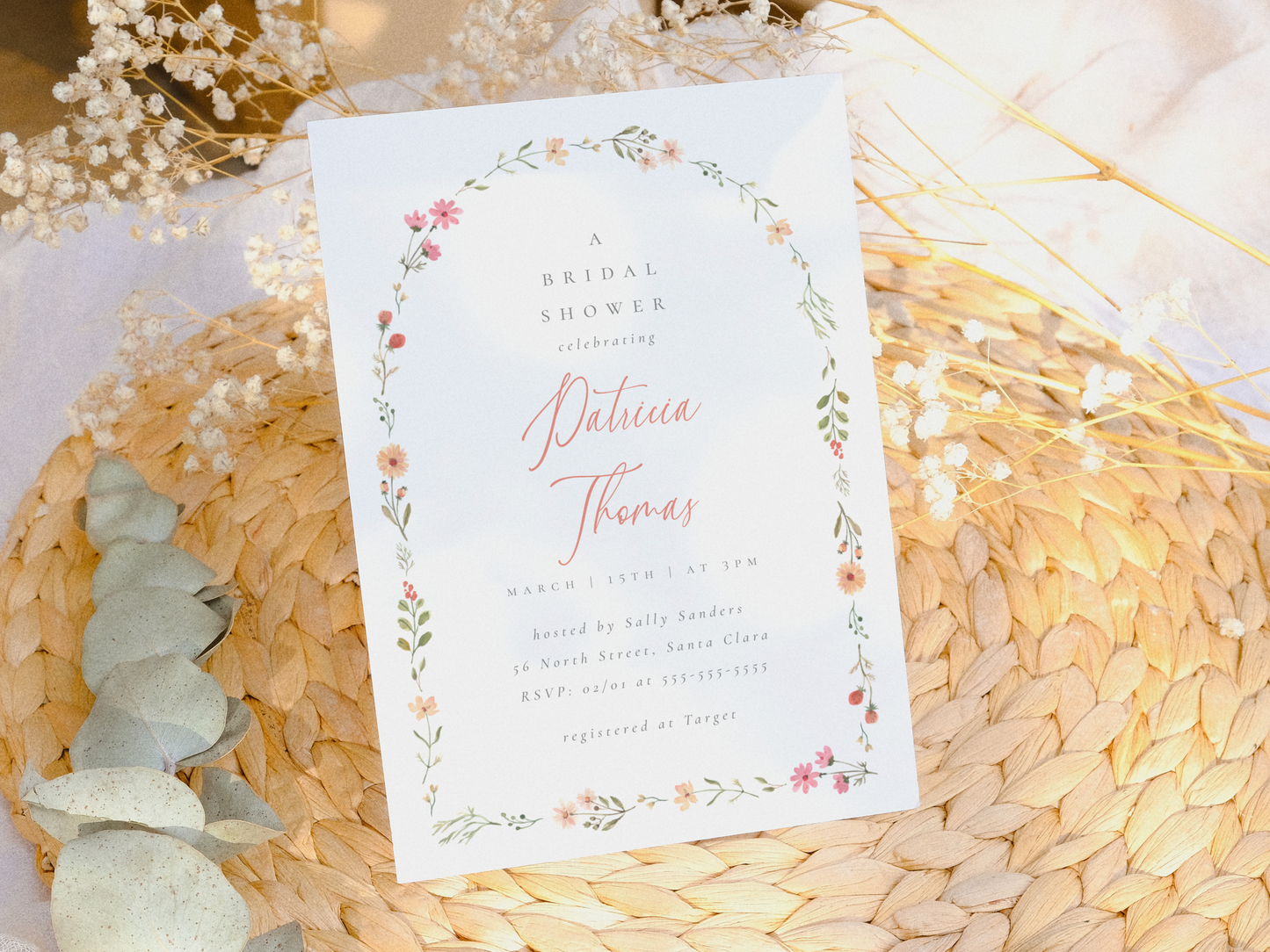 Wildflower Arch Floral Bridal Shower Invitation