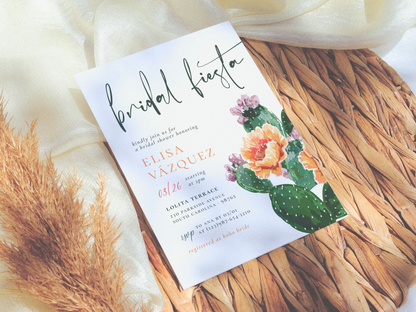 Boho Desert Cactus & Flowers Bridal Shower Invitation Bundle