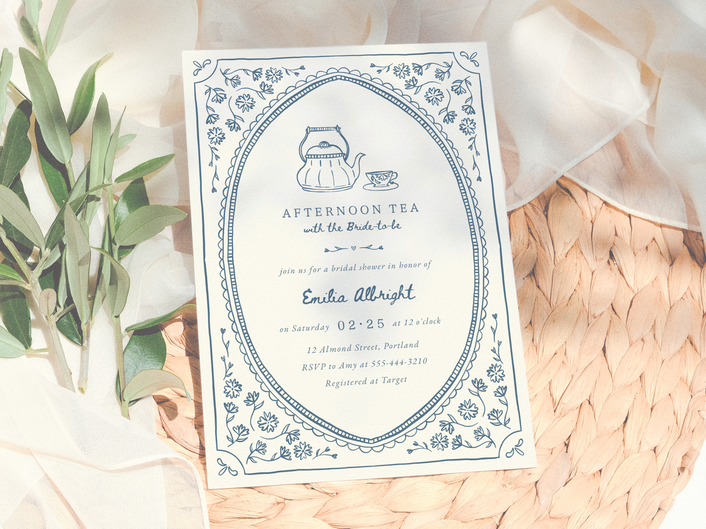 Whimsical Vintage Tea Party Bridal Shower Invitation Bundle