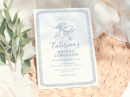 Whimsical Italian Lemon Illustration Bridal Shower Invitation Bundle