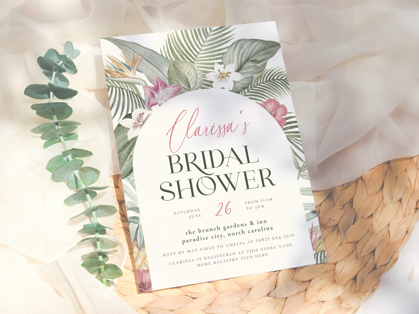 Tropical Floral Arch Bridal Shower Invitation
