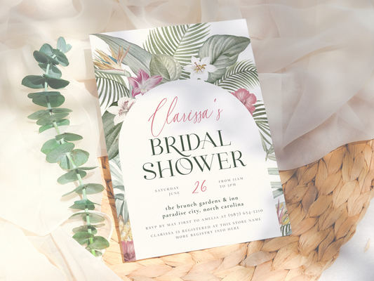 Tropical Floral Arch Bridal Shower Invitation