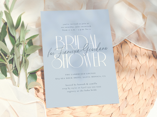Something Blue Floral Bridal Shower Invitation
