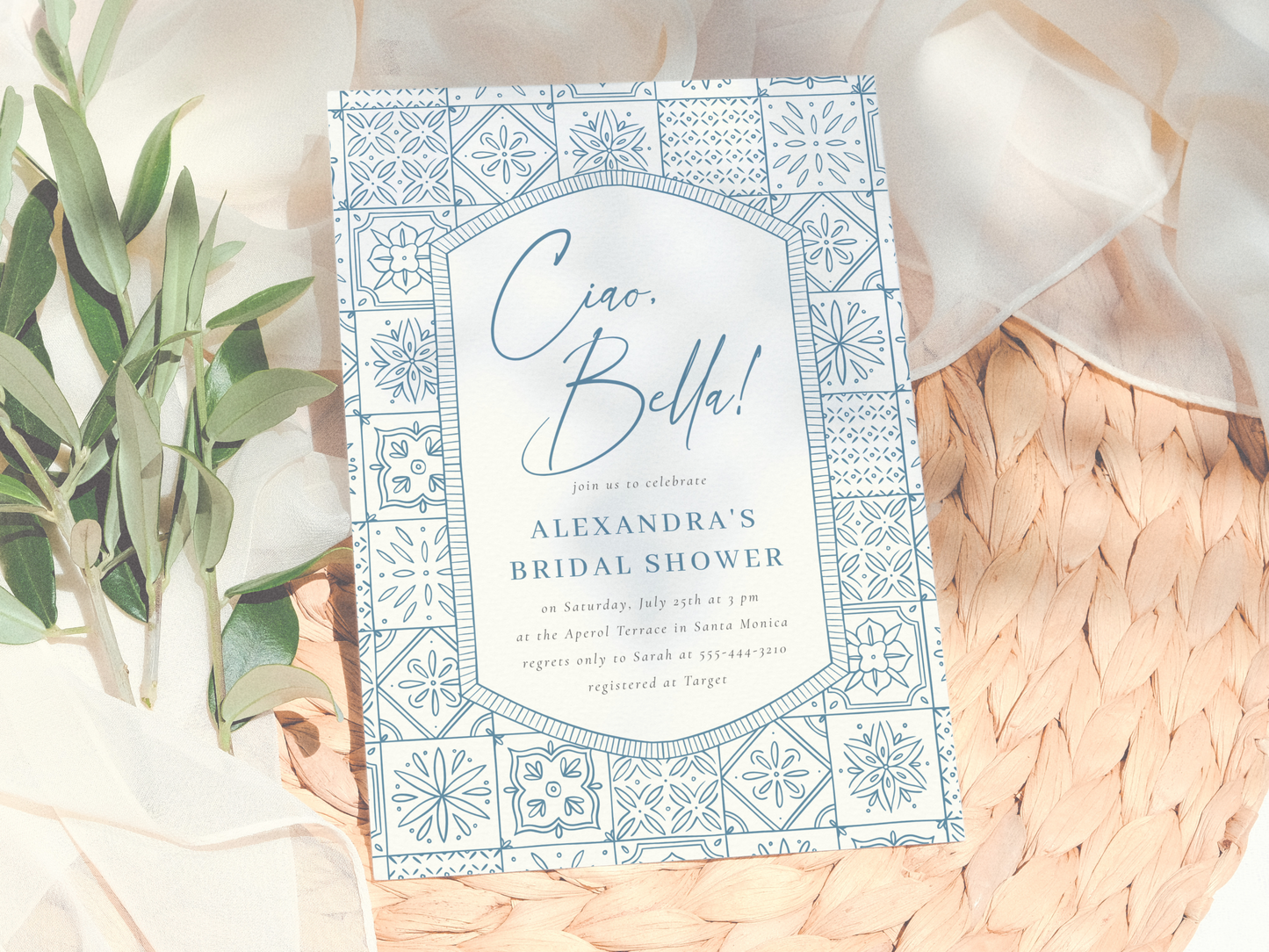 Ciao Bella Italian Tiles Bridal Shower Invitation Bundle