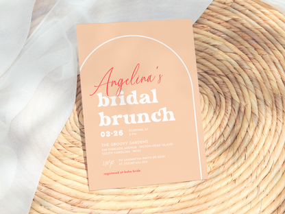 Boho Arch Retro Bridal Brunch Invitation