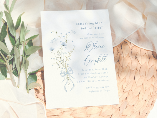 Something Blue Wildflower Bridal Shower Invitation