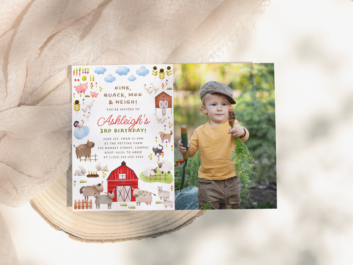 Farm Animals Barnyard Bash Birthday Party Invitation