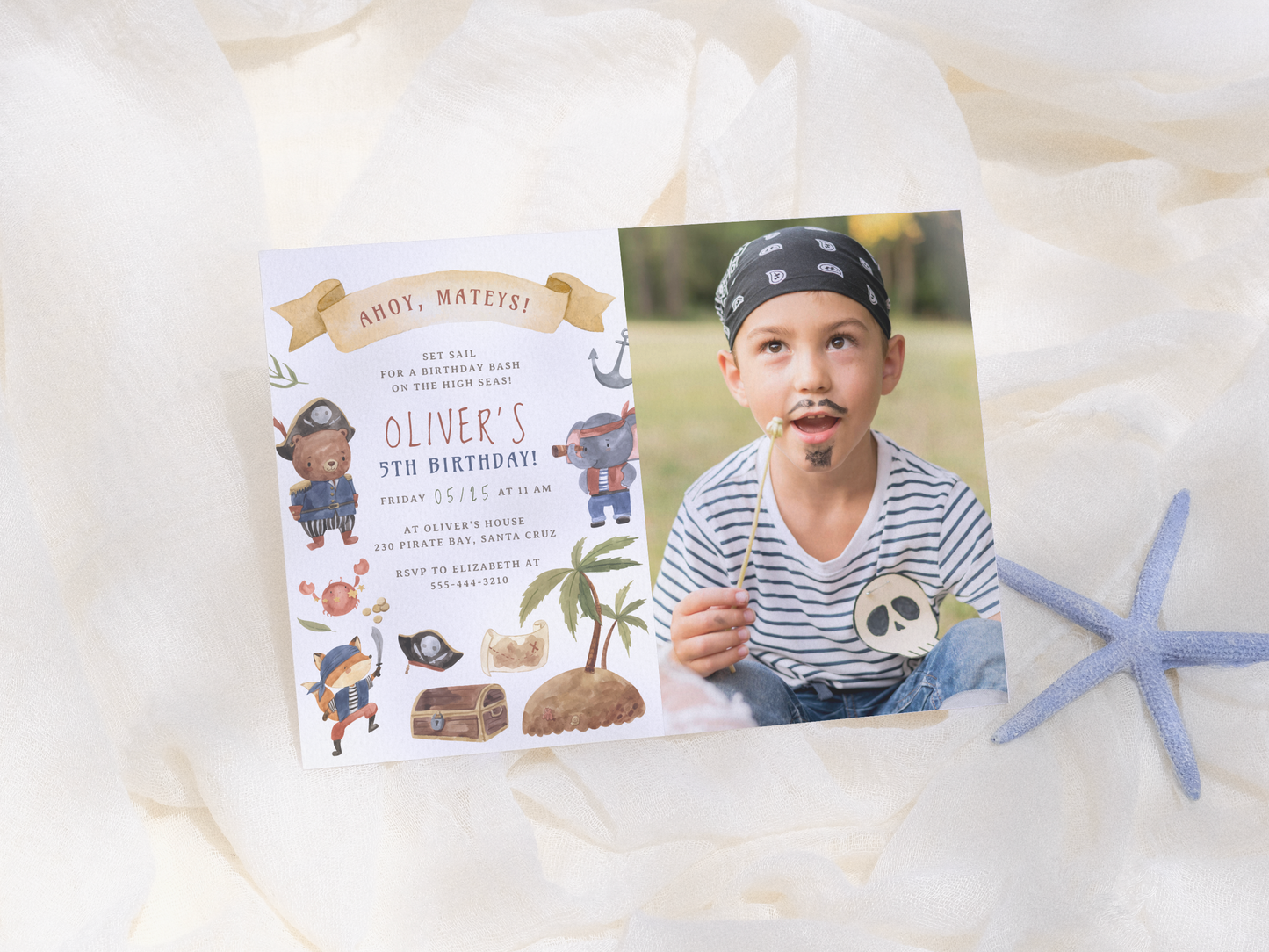 Pirate Animals Birthday Party Invitation