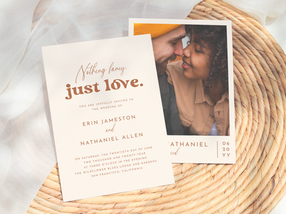 Nothing Fancy, Just Love Retro Groovy Wedding Invitation Suite